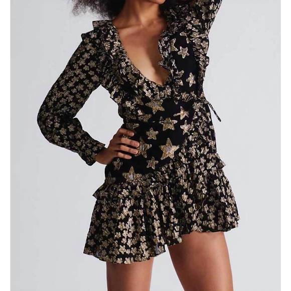 NEW LOVESHACKFANCY findlay wrap dress in black - Picture 4 of 6